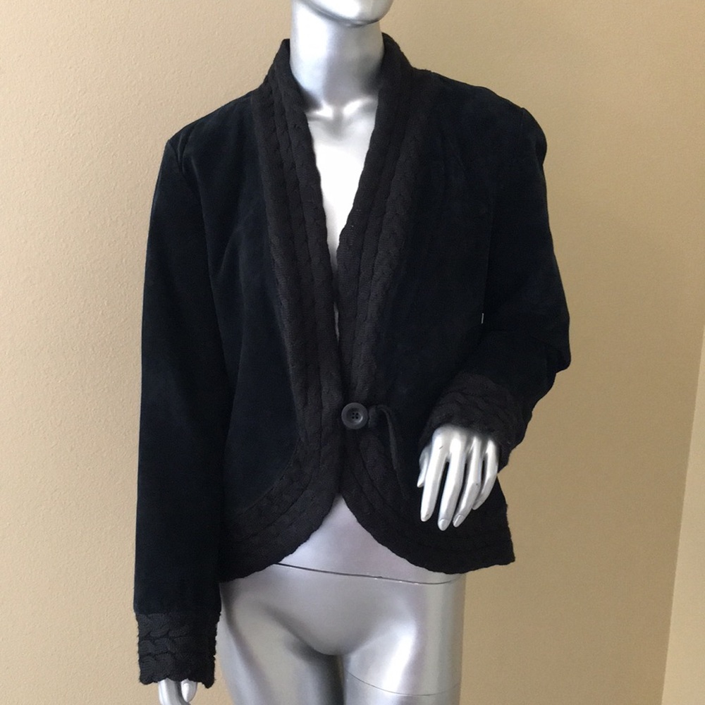 Coldwater Creek leather suede jacket cable…
